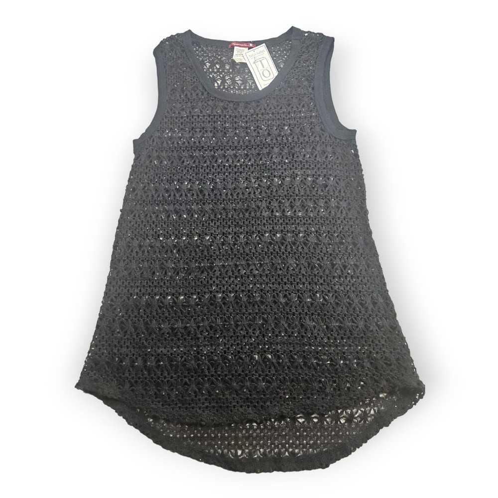 Sievergate Blouse Medium Black Lace Crochet Sleeveless Beach Tunic Cover Up